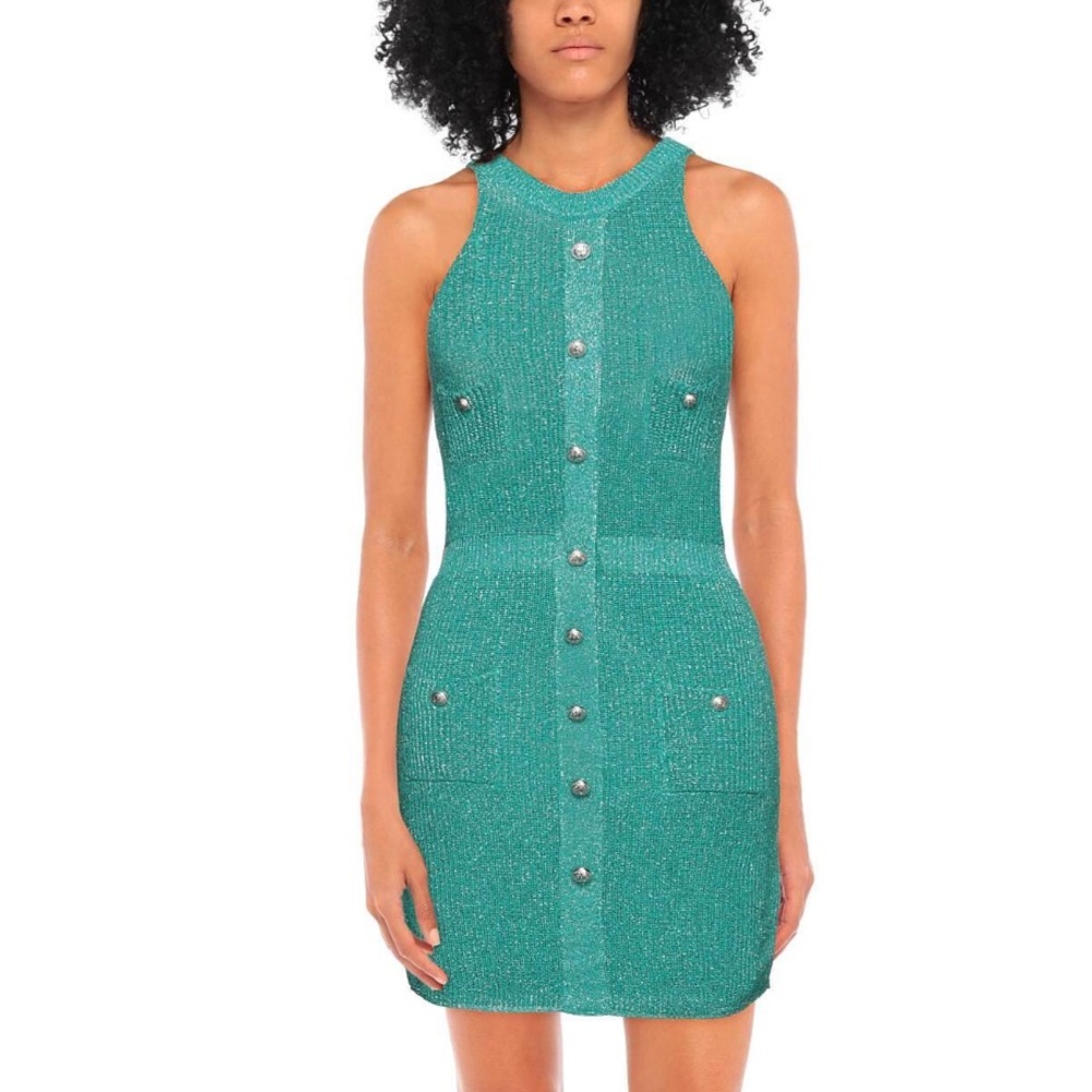 Chic Teal Sleeveless Dress